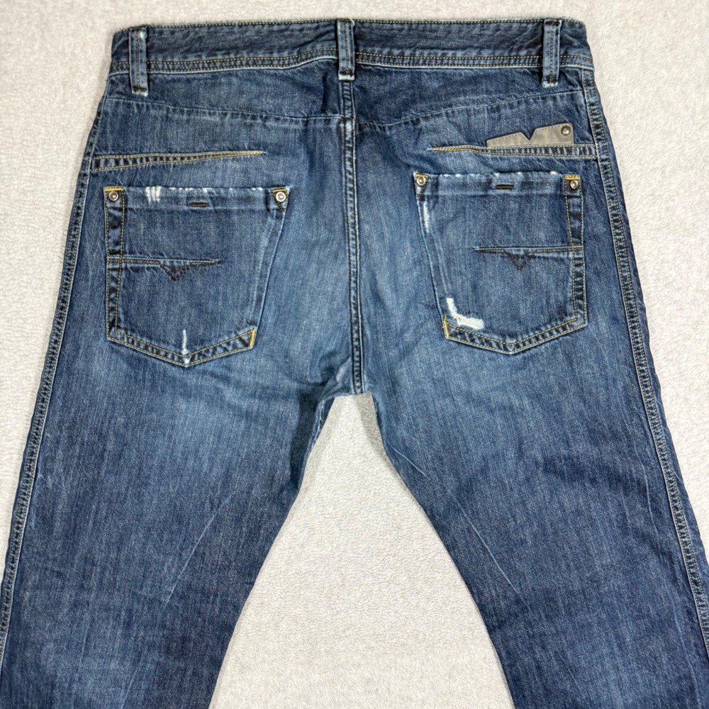 Diesel Darron Regular Slim Tapered Jeans Mens 34x31 Blue Wash ORM80 Button Fly - Picture 5 of 16